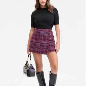 NWT Plaid Wrap Mini Skirt